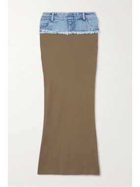 Christopher Esber Denim Trimmed Jersey Maxi Skirt